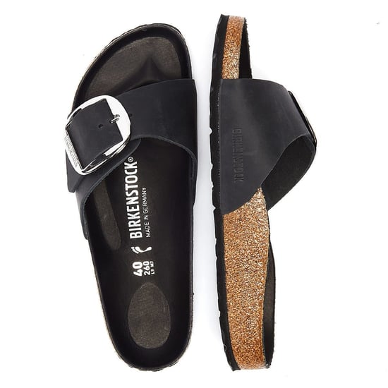 Einkaufen Für Madrid Große Schnalle Geöltes Leder Damen Sandalen Schwarz. - Image 6