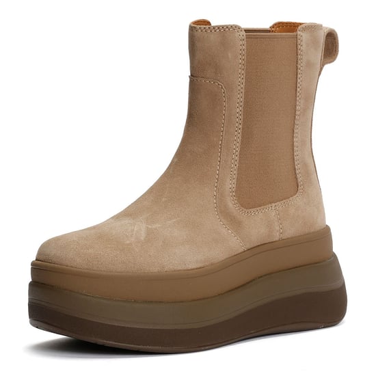 FitFlop F-Mode Wildleder Damen Stiefel In Beige - Image 3