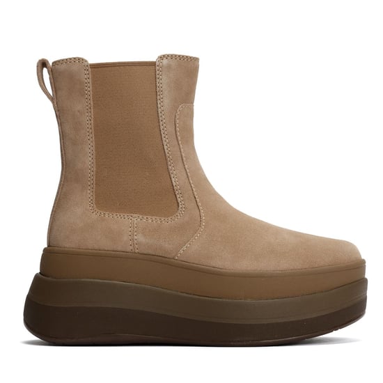 FitFlop F-Mode Wildleder Damen Stiefel In Beige - Image 5
