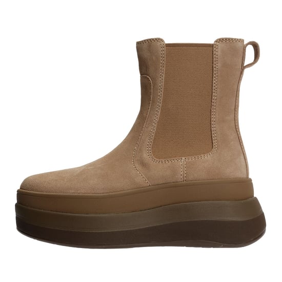 FitFlop F-Mode Wildleder Damen Stiefel In Beige - Image 6