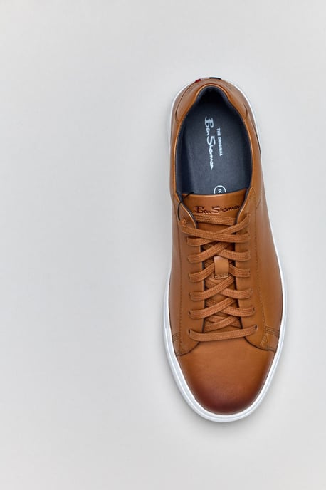Ben Sherman Ace Cupsole Leder Herren Sneaker in Tan - Image 4