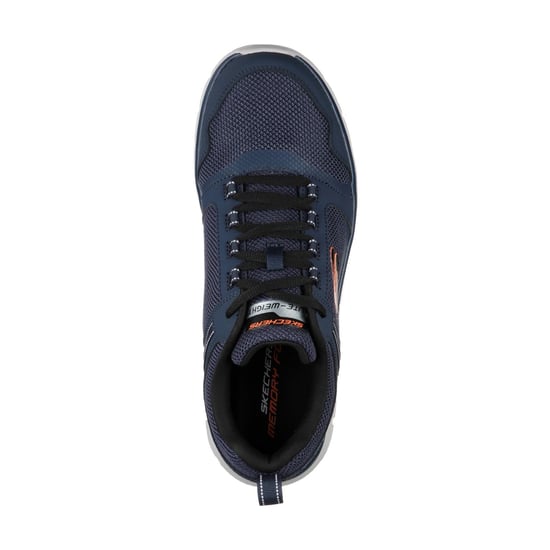 Skechers Track Knockhill Leder Herren Sneaker In Marineblau/Orange - Image 3