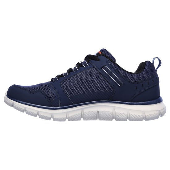 Skechers Track Knockhill Leder Herren Sneaker In Marineblau/Orange - Image 4