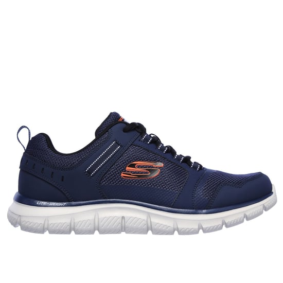 Skechers Track Knockhill Leder Herren Sneaker In Marineblau/Orange - Image 5