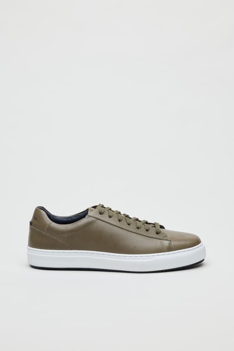 Ben Sherman Ace Cupsole Leder Herren Sneakers in Olivgrün - Image 2