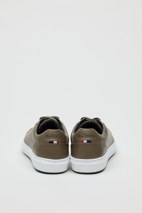 Ben Sherman Ace Cupsole Leder Herren Sneakers in Olivgrün - Image 3