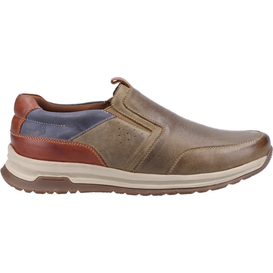 Hush Puppies Cole Leder Loafer Mit Khaki/Marineblauem/Beigem Leder Für Herren. - Image 4