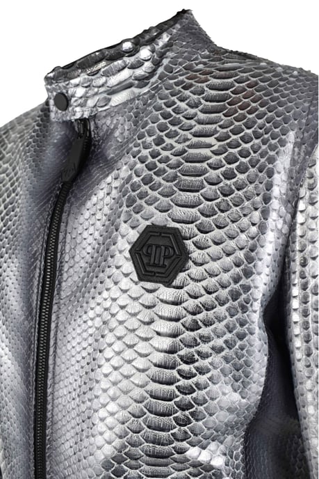 Philipp Plein Lederjacke Silber - Image 3