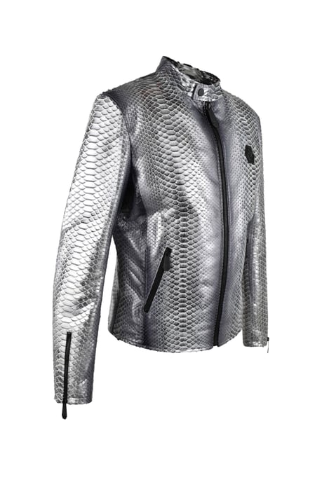 Philipp Plein Lederjacke Silber - Image 5