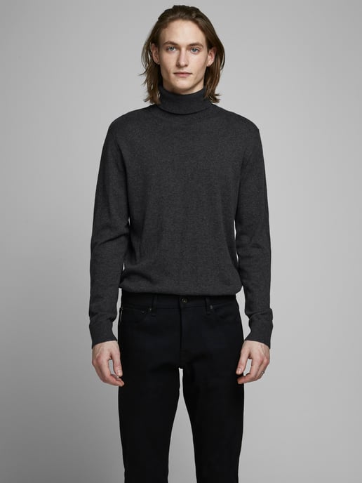 Jack & Jones Pullover Emil Strick Rollkragen Grau - Image 3