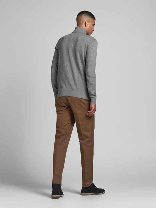 Jack & Jones Pullover Emil Knit Halbzip Grau - Image 3