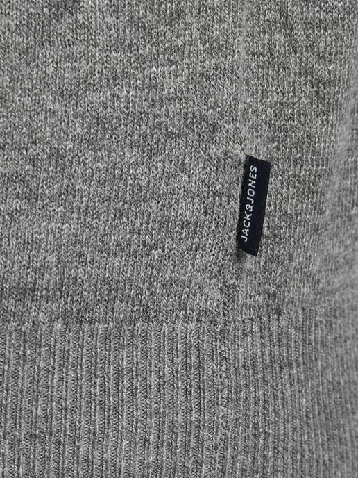 Jack & Jones Pullover Emil Knit Halbzip Grau - Image 5