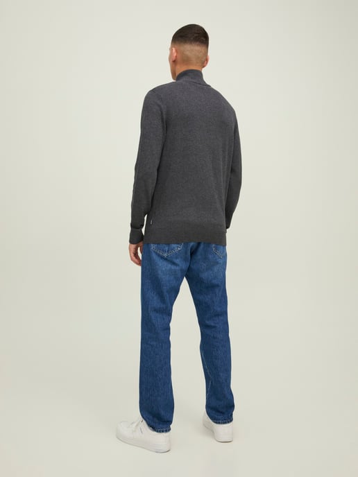 Jack & Jones Pullover Emil Knit Halbzip Grau - Image 3