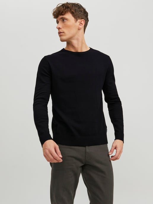 Jack & Jones Pullover Emil Strick Rundhals Schwarz - Image 2