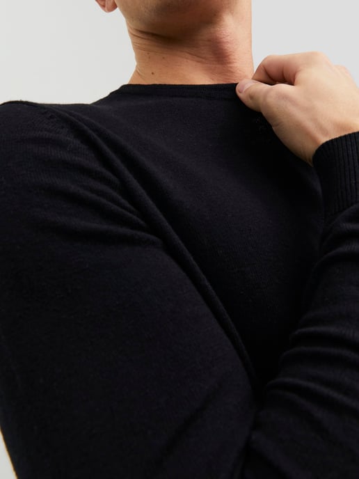 Jack & Jones Pullover Emil Strick Rundhals Schwarz - Image 3