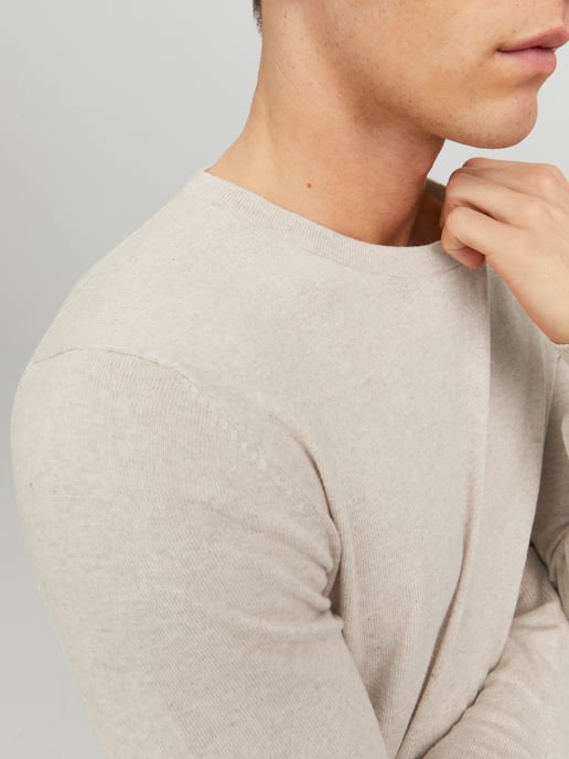 Jack & Jones Pullover Emil Strick Rundhalsbeige - Image 3