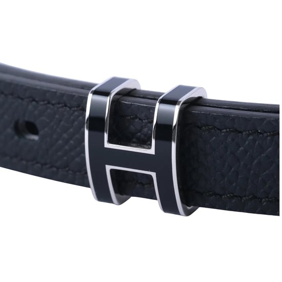 Hermès Pop H Gürtel, 15 mm, schwarzes Epsom-Leder, Palladium-Beschläge - 20er Jahre - Image 2