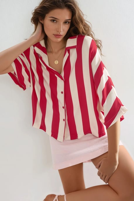 Lässiges gestreiftes Button-Up-Hemd - Image 1
