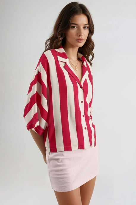 Lässiges gestreiftes Button-Up-Hemd - Image 3