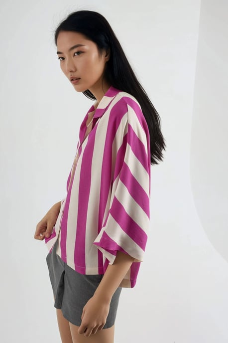 Relaxed Fit Gestreiftes Button-Up Hemd - Image 4