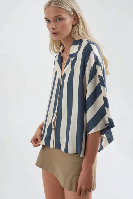 Lässige Passform gestreifte Button-Up-Bluse - Image 4