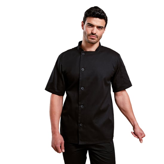 Premier - "Essential" Kochjacke für Herren/Damen Unisex kurzärmlig (Schwarz) - Image 2