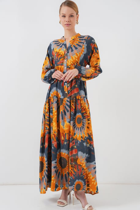 Gemustertes V-Ausschnitt Maxikleid - Image 2