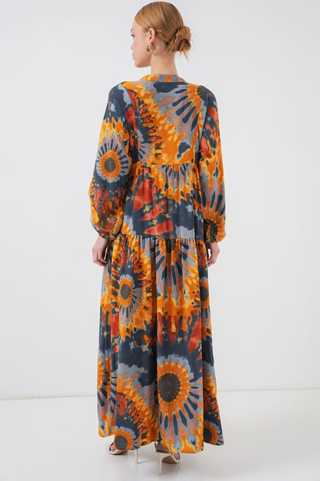 Gemustertes V-Ausschnitt Maxikleid - Image 6