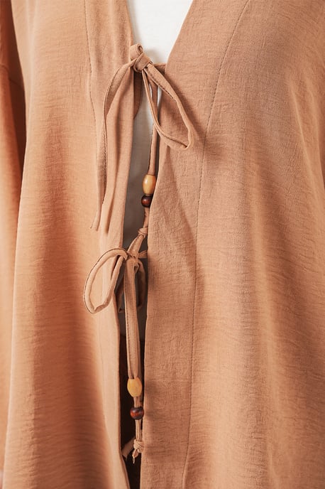 Strukturiertes V-Ausschnitt Langarm-Cardigan- und Hosen-Set - Image 4