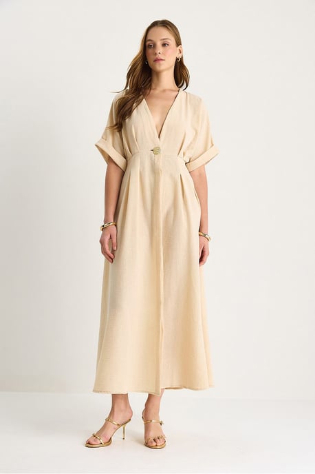 V-Ausschnitt Midi-Kleid mit Schlitz - Image 5