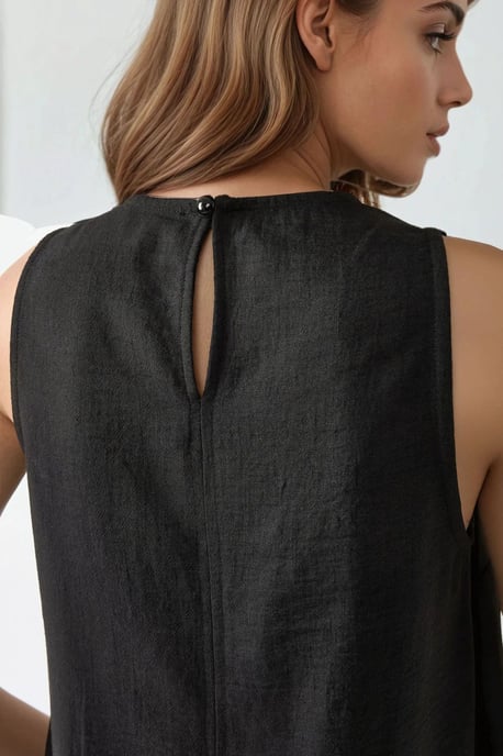 Leinen-Optik ärmelloses Midikleid mit Rundhalsausschnitt - Image 5