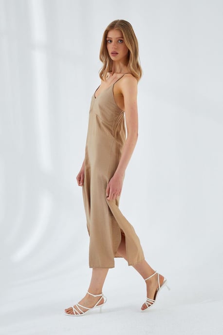 V-Ausschnitt Schlitz-Midi-Kleid - Image 2