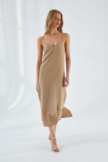 V-Ausschnitt Schlitz-Midi-Kleid - Image 3