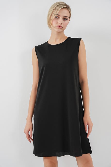Lockeres Midi-Kleid mit Rundhalsausschnitt - Image 1