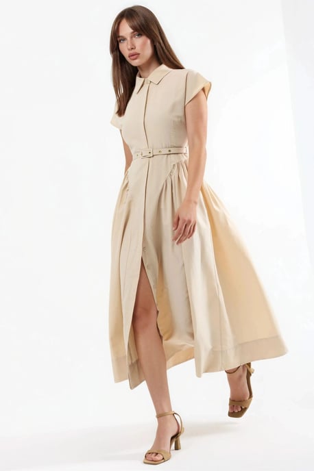 Midikleid mit Gürtel und Hemdkragen - Image 2