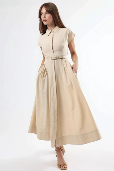 Midikleid mit Gürtel und Hemdkragen - Image 6