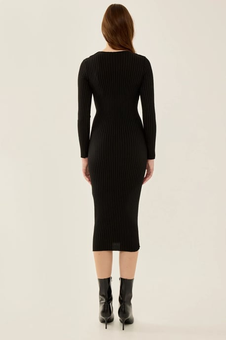 Rippstrick-Midi-Kleid mit Choker-Kragen - Image 4