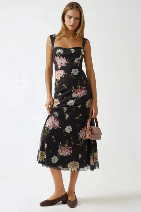 Muster Maxi-Kleid mit Herzkragen - Image 1