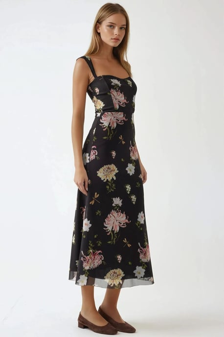 Muster Maxi-Kleid mit Herzkragen - Image 2