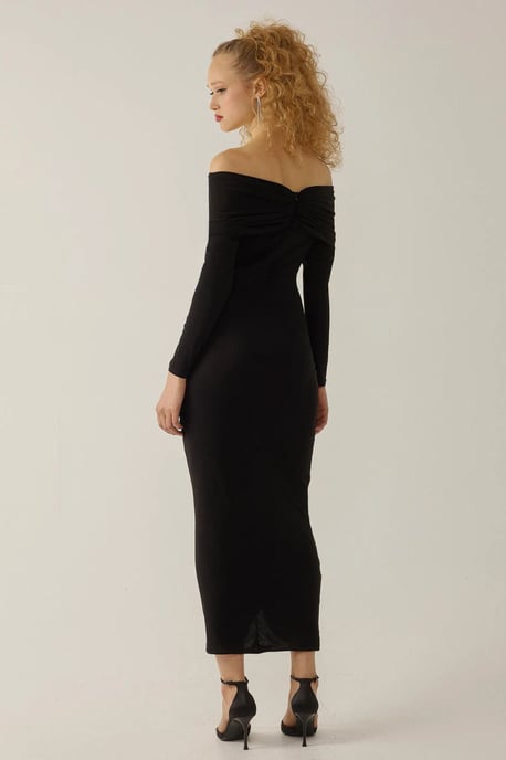 Schulterfreies, drapiertes Bodycon-Maxikleid - Image 5