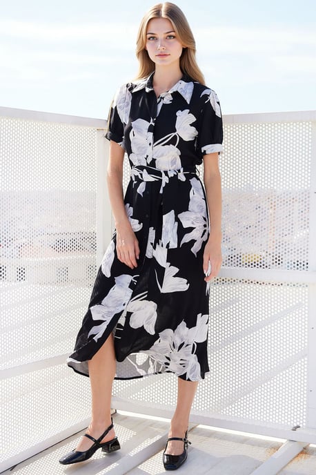 Gemustertes Midi-Hemd Kleid - Image 2