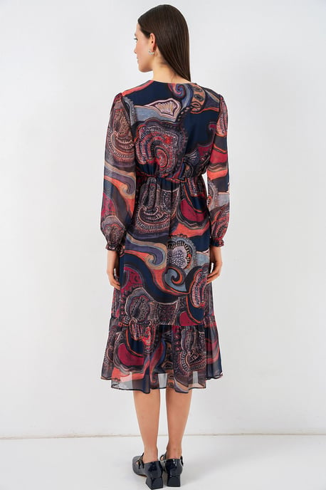 V-Ausschnitt Midi-Kleid mit Knopfverschluss - Image 5