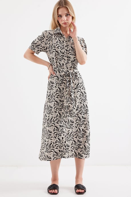 Gemustertes Midi-Hemdkleid - Image 1