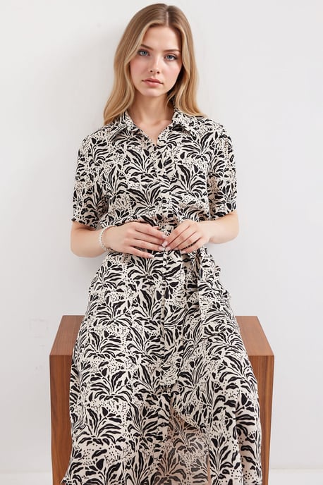 Gemustertes Midi-Hemdkleid - Image 3