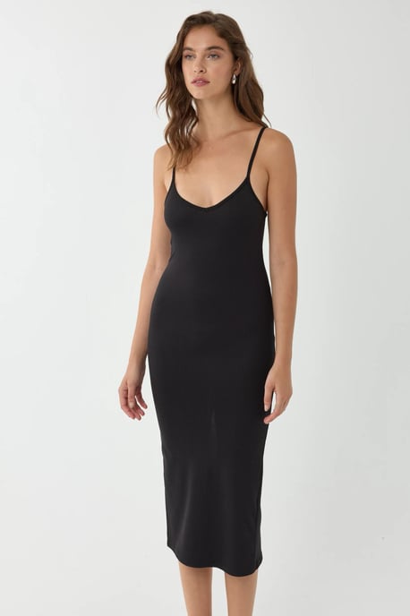 V-Ausschnitt Bodycon Midikleid mit dünnen Trägern - Image 2