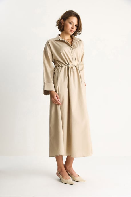 Langärmliges Midi-Kleid mit Schalkragen - Image 5