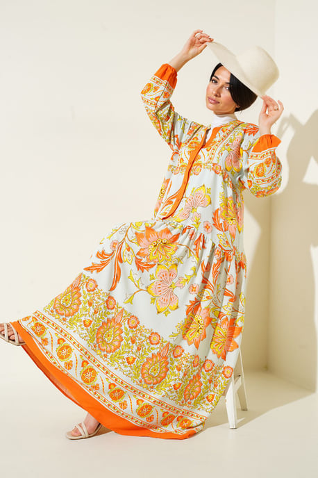 Bedrucktes V-Ausschnitt-Maxikleid - Image 2