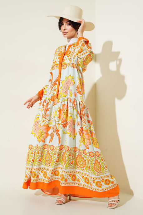 Bedrucktes V-Ausschnitt-Maxikleid - Image 3