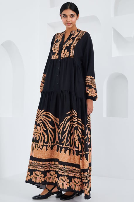 Bedrucktes V-Ausschnitt Maxikleid - Image 1