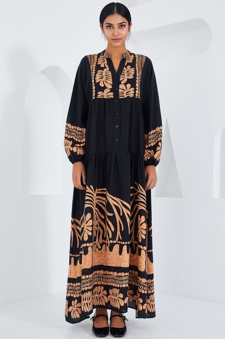 Bedrucktes V-Ausschnitt Maxikleid - Image 2